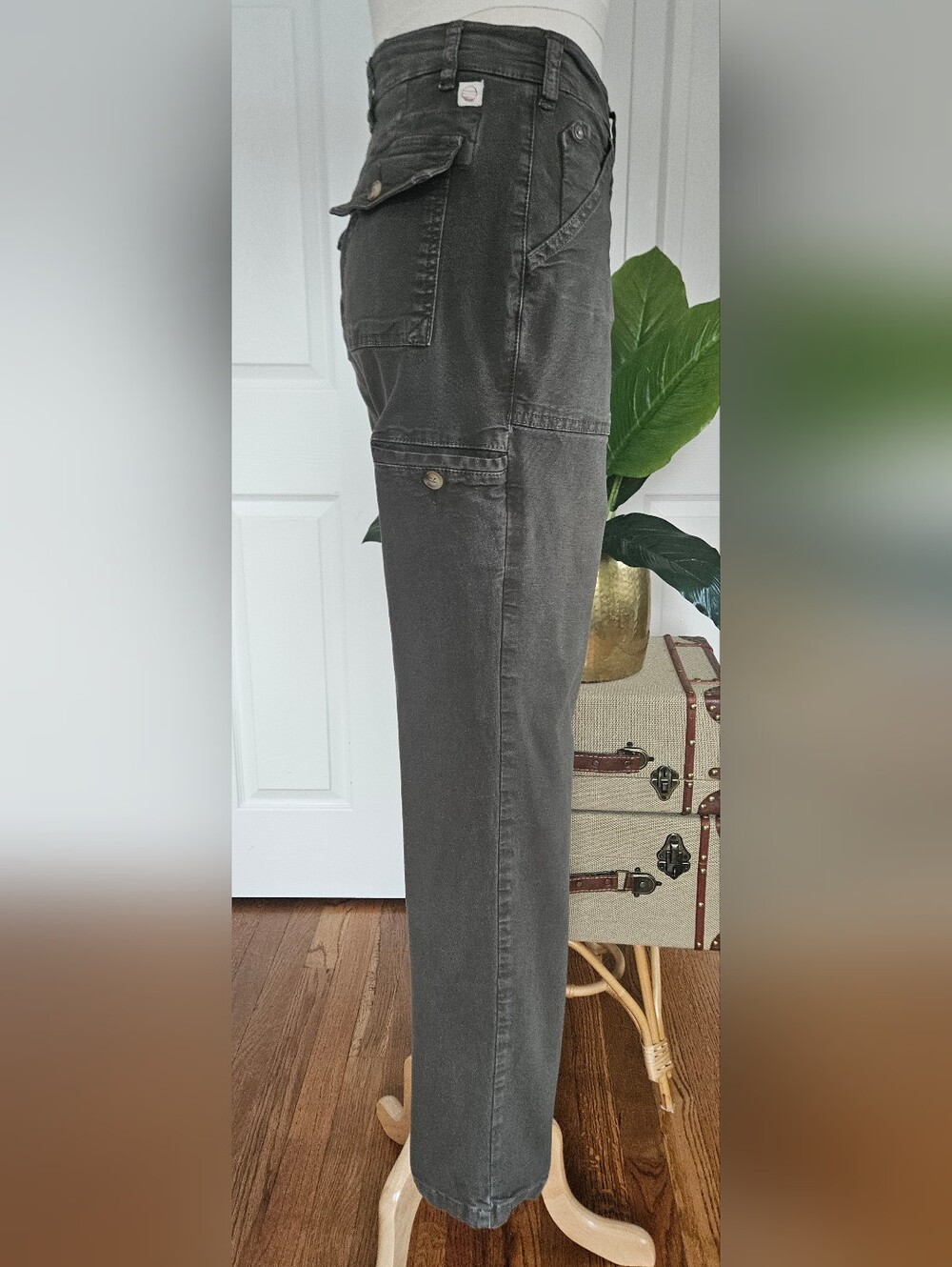 Marine Layer Olive Green Utility Mid-rise Straight Leg Stretch Pants Size 30 - Picture 3 of 15